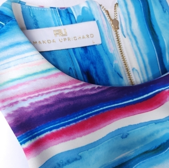 Amanda Uprichard Multicolored Sleeveless Striped Dress Sz L - Picture 11 of 12